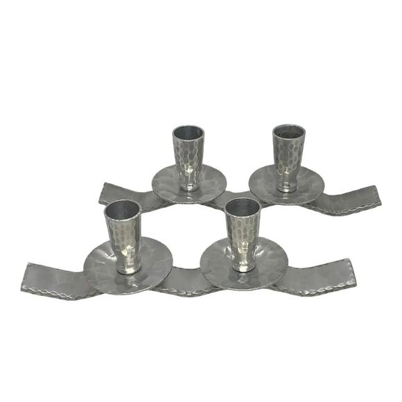 Mid 20th Century Everlast Metal Corporation Hand Forged Aluminum Candle Holders - Picture 1 of 12